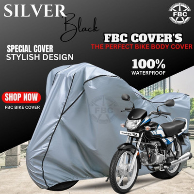 FBC Waterproof Two Wheeler Cover for Hero(HF, Silver)