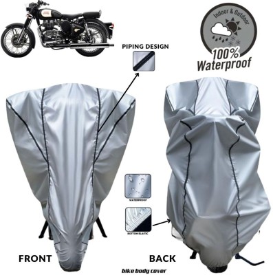 MADAFIYA Two Wheeler Cover for Royal Enfield(Classic 350, Silver, Black)