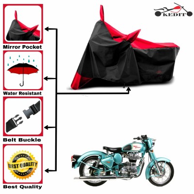 KEDIT Two Wheeler Cover for Royal Enfield(Classic 500, Red, Black)