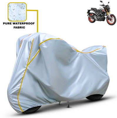 Delphinium Waterproof Two Wheeler Cover for Yamaha(MT 15, Silver)