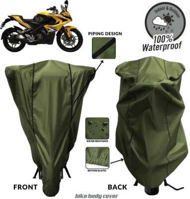 MADAFIYA Two Wheeler Cover for Bajaj(Pulsar RS200 BS6, Green, Black)