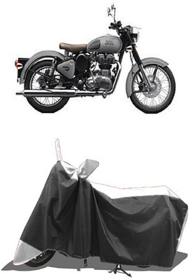 SUGASHRI Waterproof Two Wheeler Cover for Royal Enfield(Classic Gunmetal BS6, White, Black)