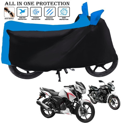AUTOCAD Waterproof Two Wheeler Cover for TVS(Apache 150, Black, Blue)