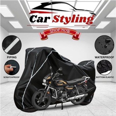 Car Styling Waterproof Two Wheeler Cover for Hero(Splendor, Black, White)