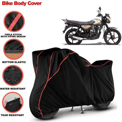 Grizzly Two Wheeler Cover for Bajaj(CT110, Black, Red)