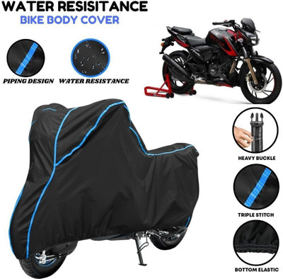 VOICO Waterproof Two Wheeler Cover for TVS(Apache RTR 200 4V, Black, Blue)