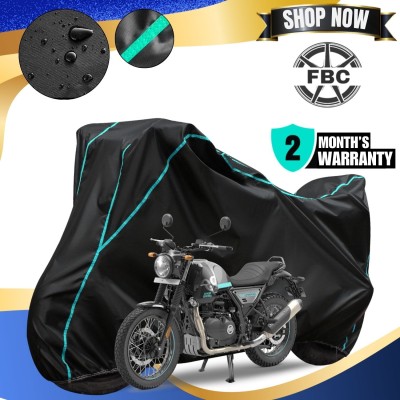 FBC Waterproof Two Wheeler Cover for Royal Enfield(Scrambler, Black, Blue)