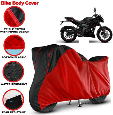 Grizzly Two Wheeler Cover for Bajaj(Pulsar N160, Black, Red)