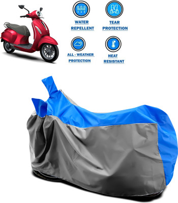 DeepShakshi AUTOMOTIVE Two Wheeler Cover for Bajaj(Chetak, Grey, Blue)