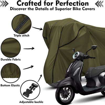 Shiv Kanha Waterproof Two Wheeler Cover for Bajaj(Chetak, Green, Black)
