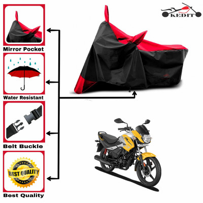 KEDIT Two Wheeler Cover for Hero(Passion Pro i3S, Red, Black)