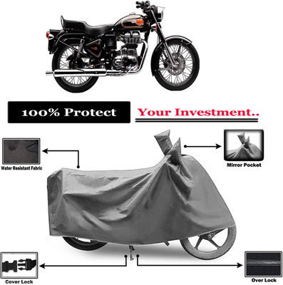 Amexride Two Wheeler Cover for Royal Enfield(Bullet 350 Twinspark, Grey)