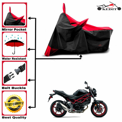 KEDIT Two Wheeler Cover for Suzuki(SV650 BS6, Red, Black)