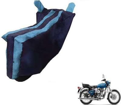 Mdstar Waterproof Two Wheeler Cover for Royal Enfield(Electra Delux, Black, Blue)