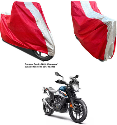 AutoGalaxy Waterproof Two Wheeler Cover for KTM(250 Duke BS6, Silver, Red)