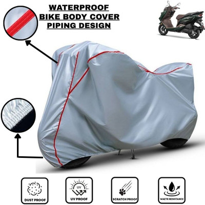LE PRA Waterproof Two Wheeler Cover for Suzuki(Burgman Electric, Silver, Red)