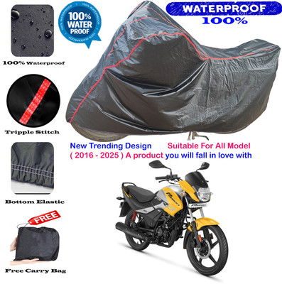 AutoGalaxy Waterproof Two Wheeler Cover for Hero(Passion Plus, Black, Red)