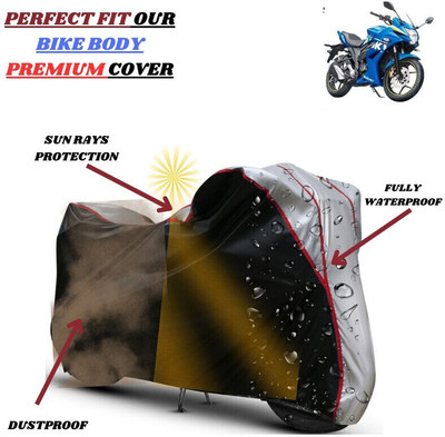 kerwa Waterproof Two Wheeler Cover for Suzuki(Gixxer SF, Black, Silver)