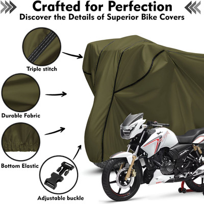 Shiv Kanha Waterproof Two Wheeler Cover for TVS(Apache RTR 160, Green, Black)