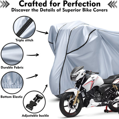 AutoGalaxy Waterproof Two Wheeler Cover for TVS(Apache RTR 160, Silver, Black)