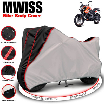Mwiss Waterproof Two Wheeler Cover for Bajaj(Pulsar NS125, Silver, Black)