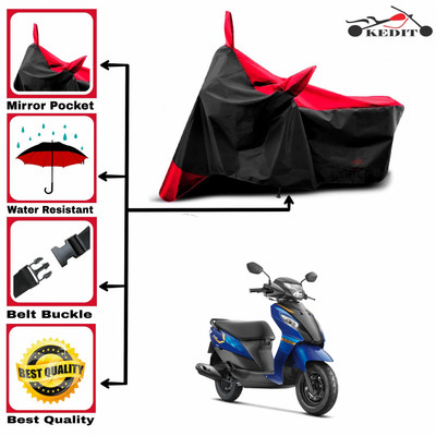 KEDIT Two Wheeler Cover for Suzuki(Let's, Red, Black)