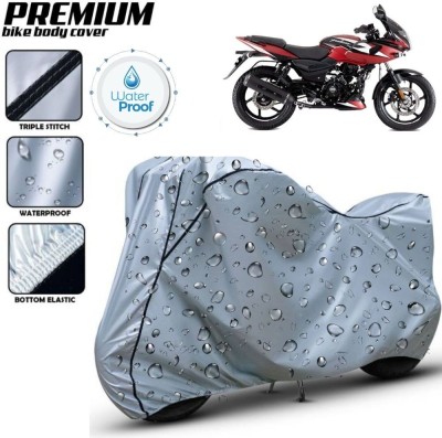 kerwa Waterproof Two Wheeler Cover for Bajaj(Pulsar 220F, Silver, Black)