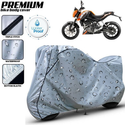 kerwa Waterproof Two Wheeler Cover for KTM(125 Duke, Silver, Black)