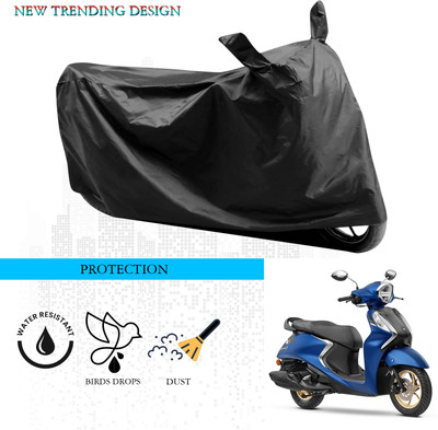 ANTHUB Waterproof Two Wheeler Cover for Yamaha(Fascino 125 FI, Black)