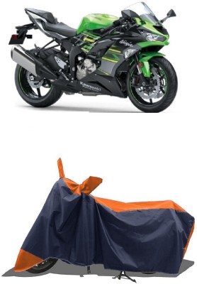 SUGASHRI Waterproof Two Wheeler Cover for Kawasaki(Ninja ZX-6R BS6, Orange, Blue)