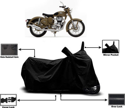 Amexride Two Wheeler Cover for Royal Enfield(Classic Desert Storm, Black)