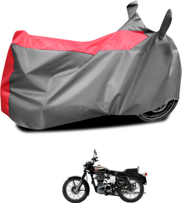 CODOKI Waterproof Two Wheeler Cover for Royal Enfield(Bullet 350 Twinspark, Grey, Red)