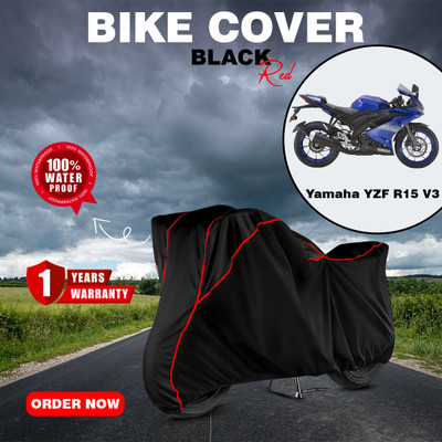 octavic Waterproof Two Wheeler Cover for Yamaha(R15 V3, Black, Red)