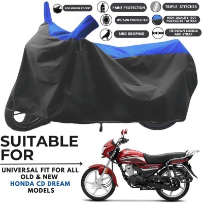 MADAFIYA Two Wheeler Cover for Honda(CD 110 Dream, Black, Blue)