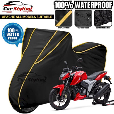 Car Styling Waterproof Two Wheeler Cover for TVS(Apache RTR 200, Black, Yellow)