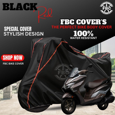 FBC Waterproof Two Wheeler Cover for Suzuki(Burgman Street, Black, Red)