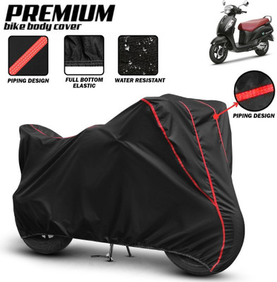 Mwiss Waterproof Two Wheeler Cover for Suzuki(Access 125, Black, Red)