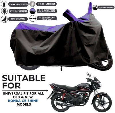 MADAFIYA Two Wheeler Cover for Honda(CB Shine, Black, Purple)