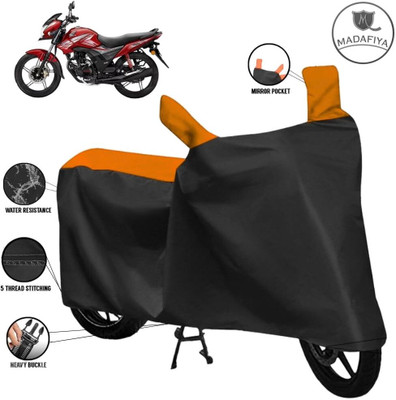 ZAQE Waterproof Two Wheeler Cover for Honda(CB Shine SP, Black, Orange)