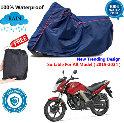 AUTOCAD Waterproof Two Wheeler Cover for Honda(CB Unicorn 160, Blue, Red)