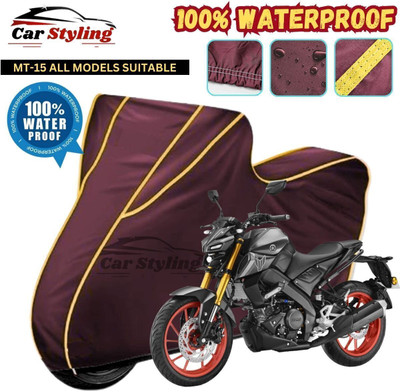 OliverX Waterproof Two Wheeler Cover for Yamaha(MT-15, Maroon, Yellow)
