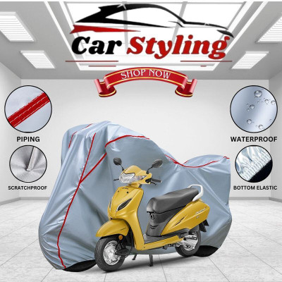 Car Styling Waterproof Two Wheeler Cover for Honda(Activa 5G, Silver, Red)