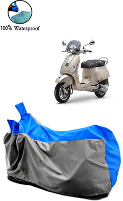 Autofly Waterproof Two Wheeler Cover for Vespa(Elegante 150, Grey, Blue)