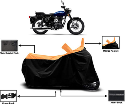 Amexride Two Wheeler Cover for Royal Enfield(Bullet 350 New BS6, Orange)
