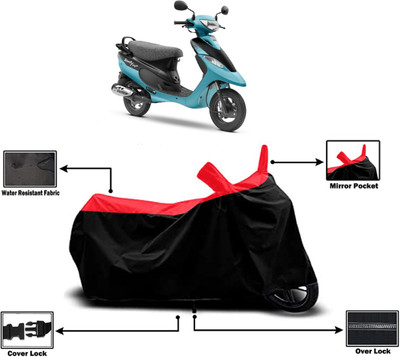 Amexride Two Wheeler Cover for TVS(Scooty Pep Plus BS6, Red)