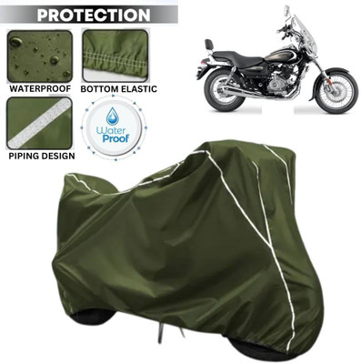 kerwa Waterproof Two Wheeler Cover for Bajaj(Avenger 220 street, Green, White)