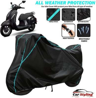 Car Styling Waterproof Two Wheeler Cover for Bajaj(Chetak, Black, Blue)
