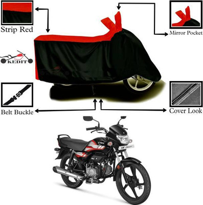 RAAMKM Two Wheeler Cover for Hero(HF Deluxe i3s, Red, Black)