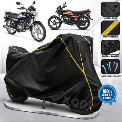 xodi Waterproof Two Wheeler Cover for Hero(HF Deluxe, Black, Yellow)