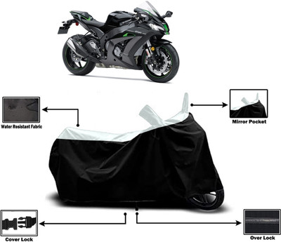 Amexride Two Wheeler Cover for Kawasaki(Ninja ZX-10R SE BS6, White)